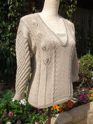 Lace & Leaf Sweater with Batwing Sleeves
