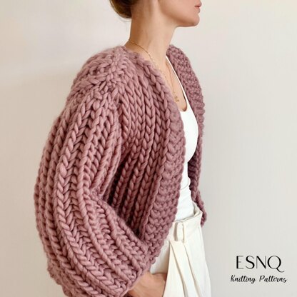 Serene chunky cardigan in English rib stitch