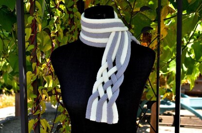 Braided String Scarf ( Keyhole / Ascot / Pull-Through / Stay On Scarf Knitting Pattern )