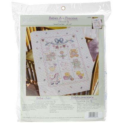 Bucilla Stamped Crib Cover Cross Stitch Kit 34in x 43in - Babies Are Precious