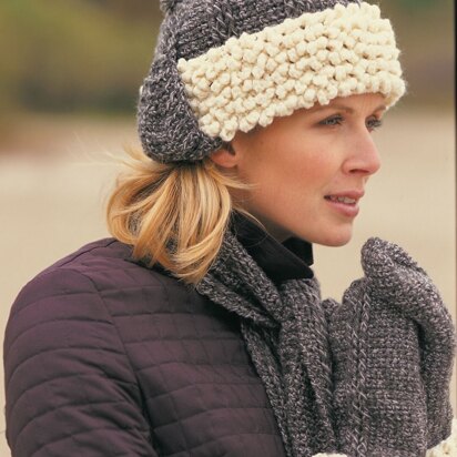 Sheepskin Hat, Scarf & Mittens in Patons Classic Wool Worsted