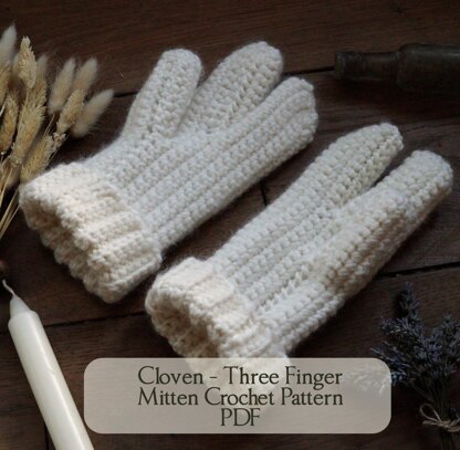 Cloven - Three Finger Mittens Crochet Pattern PDF