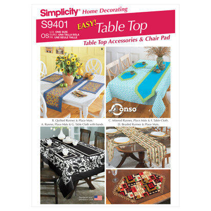 Simplicity Tabletop Accessories and Chair Pad S9401 - Sewing Pattern