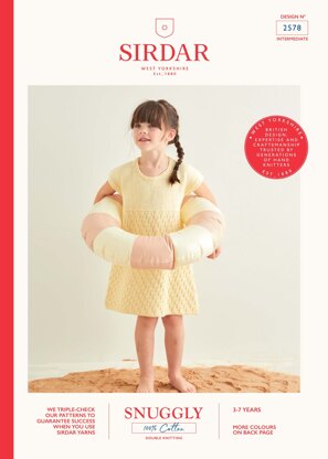 Girls Dress in Sirdar Snuggly 100% Cotton DK - 2578 - Downloadable PDF