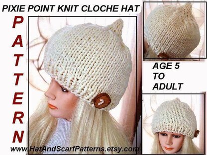 646 PIXIE POINT KNIT CLOCHE HAT, AGE 5 TO ADULT