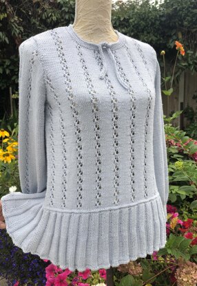 Eyelet Sweater with Floaty Peplum