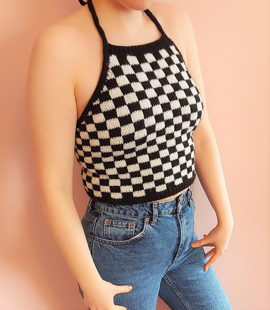 checkered crochet top with a corset back : r/crochet