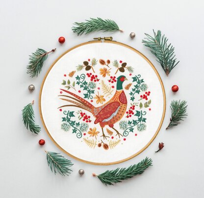 Bothy Threads Folk Pheasant Embroidery Kit - 20cm