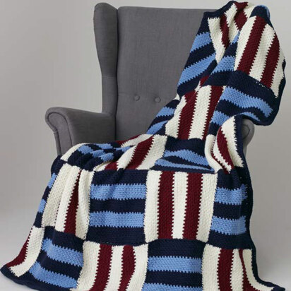 Striped Parquet Afghan in Caron United - Downloadable PDF