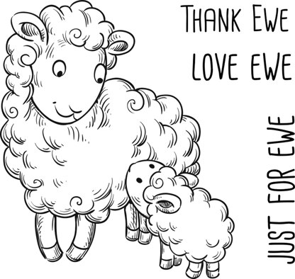 Paper Rose Cling Stamps - Thank Ewe