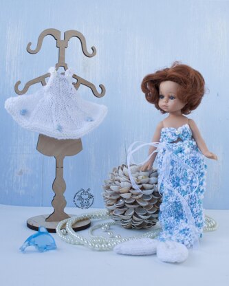 Knitted flat outfit Marmaid for 8-9 inch dolls