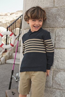 Boys Shawl Collar Sweater in Bergere de France Coton Fifty - 67531-18 - Downloadable PDF