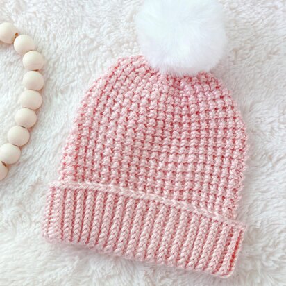 Easy Baby Hat | Seed Stitch Newborn Beanie