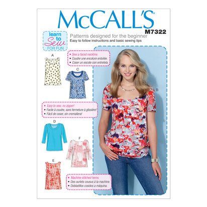 McCall's Misses' Pullover Tops M7322 - Sewing Pattern
