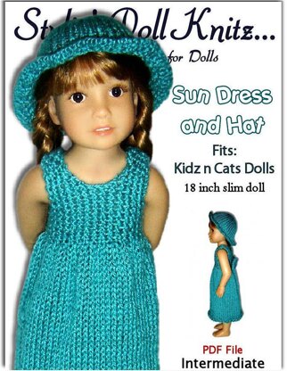 Knitting Pattern fits Kidz n Cats Dolls. Sun Dress and Hat. 452
