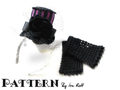 Victorian Goth Steampunk Mini Top Hat and Mittens