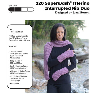 Interrupted Rib Duo in Cascade Yarns 220 Superwash Merino - W731 - Free PDF