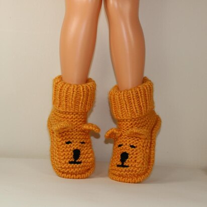 Childrens Teddy Bear Slipper Boots - knitting pattern