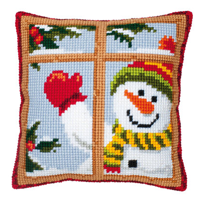 Vervaco Happy Snowman Cushion Front Chunky Cross Stitch Kit - 40cm x 40cm