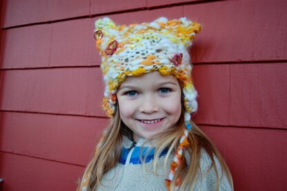 Kitty Kids Hat in Knit Collage Gypsy Garden