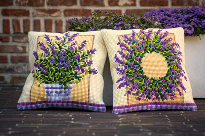 Vervaco Lavender Pot Cushion Cross Stitch Kit - 40cm x 40cm