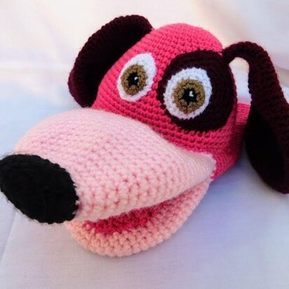 Belita, the amigurumi dog, hand puppet