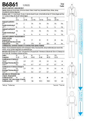 Butterick Overall, Schärpe und Gürtel für Damen B6861 - Schnittmuster