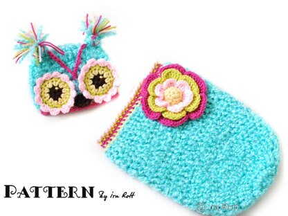 Chunky Flower Owl Hat and Cocoon