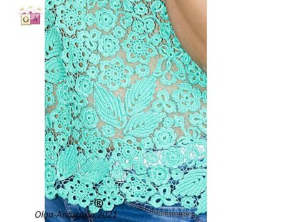 Turquoise lace blouse
