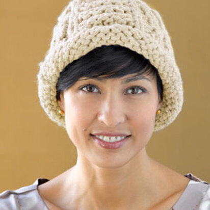 Cream Knit Hat in Lion Brand Wool-Ease Thick & Quick - L0327AD