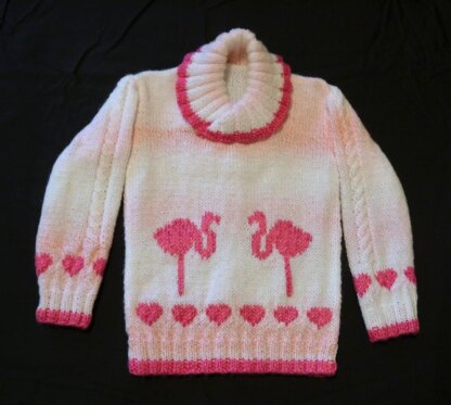 Flamingos and Hearts Sweater