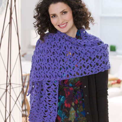 Romantic Lacy Shawl in Red Heart With Love Solids - LW2691 - Downloadable PDF