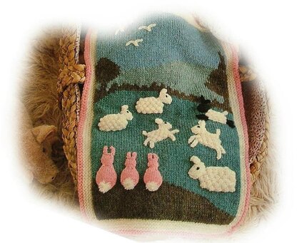 LAMBS & LULLABIES pram or cot cover knitting pattern by Georgina Manvell