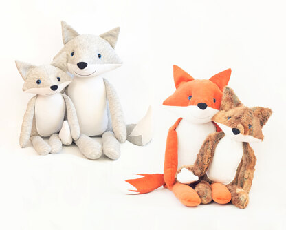 Stuffed large fox and wolf
