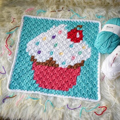 Sprinkled Cupcake C2C Square