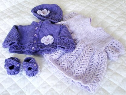 Knitting pattern Dolls 17-22", 0-3 Month Baby, Dress, Cardigan, Hat and Shoes