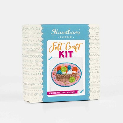 Hawthorn Handmade Knitting Basket Felt Craft Brooch Kit - 8cm 