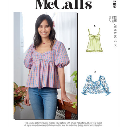 McCalls Pattern M7458: Toddlers Gathered Tops, Dresses and