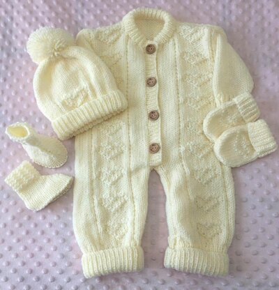 "Annmarie" Aran Knitting Pattern for Onesie