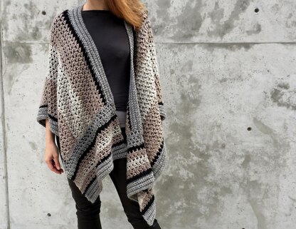 Crochet Wrap Pattern: Striking Striped Ruana