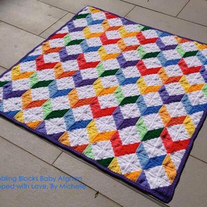 Tumbling Blocks Baby Afghan