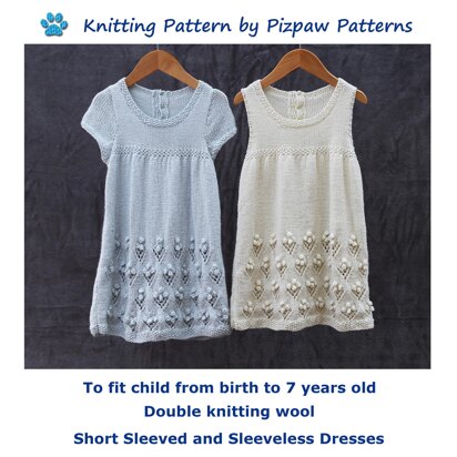 Dresses with Bobble Flowers (no 67) to fit child 0-7 years old