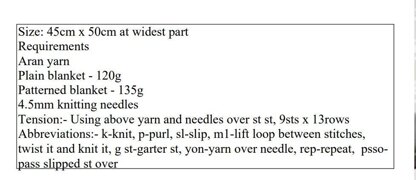 Car Seat Blanket Knitting Pattern #682