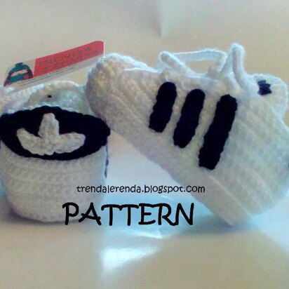 Zapatillas de crochet de bebé inspiradas en las Adidas Superstar.