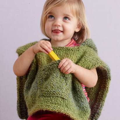 Hooded Baby Poncho in Lion Brand Homespun - 70358B - knitting pattern