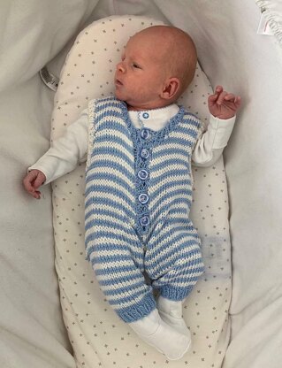 Baby Bamboo Stripe Dungarees