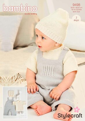 T - shirt, Dungarees and Hat in Stylecraft Bambino DK - 9498 - Downloadable PDF