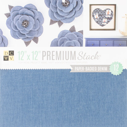 American Crafts DCWV Single-Sided Specialty Stack 12"X12" 12/Pkg - Paper Backed Denim Fabric