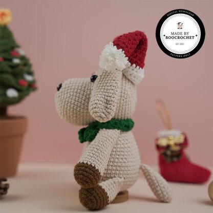 Poodle Wearing Hat And Christmas Scarf Crochet Pattern