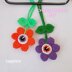 Eyeball daisy charm crochet pattern, Halloween car hanger, Spooky daisy rear view mirror car, Crochet chain flowers car decor, bag accessory